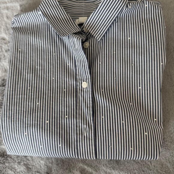 J Crew Women's Striped Button Down w/small rhinestones - Picture 4 of 12